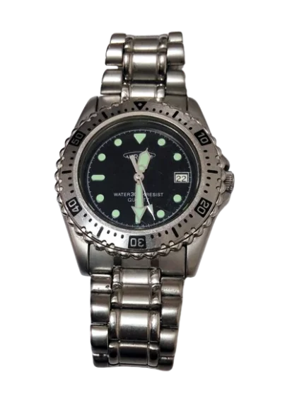時計電池交換修理後に、時間と日付を合わせ完成したオレオール AUREOLE腕時計修理見本