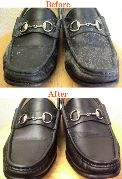 カビ取り・靴クリーニング+補色修理前後